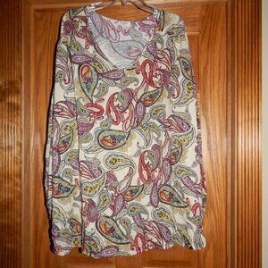 Women's Size M UMGEE Paisley Print Shirt Top Tunic Balloon Sleeve Boho Flowy